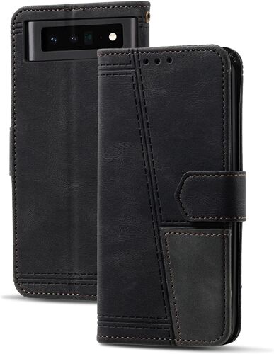 Coque Compatible Avec Google Pixel 6 Pro, Portefeuille Housse En Cuir Pu Pour Google Pixel 6 Pro, Magnetique Antichoc Flip Coque, Noir