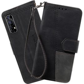 Coque Compatible Avec Oppo Realme 7 / Oppo Realme Narzo 20 Pro, Portefeuille Housse En Cuir Pu Pour Realme 7 / Realme Narzo 20 Pro, Magnetique Antichoc Flip Coque, Noir