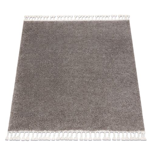 160x160 Cm Tapis Berber Carré 9000 Marron Franges Berbère Marocain Shaggy