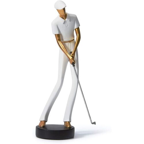 Statue de golfeur Amoy-Art, sculpture de golf, décoration intérieure moderne, salon, cadeau, résine blanche, 24 cm (section C)