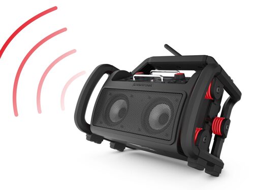 PerfectPro ROCKPRO radio de chantier - alimentation par piles et secteur - FM - entrée AUX - Noir