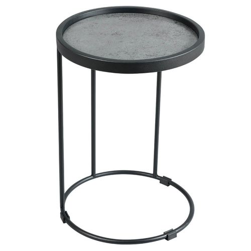 Keria - Table D'appoint Ronde Ø36cm Aspect Céramique Grise