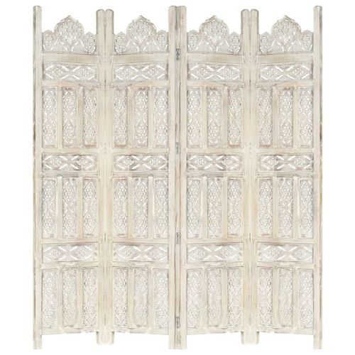 vidaXL Cloison de séparation 4 panneaux Blanc 160x165 cm Bois manguier