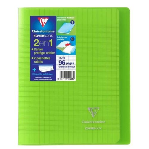 Clairefontaine Cahier Kover Book Piqure Avec Rabats 170 X 220 - 96 Pages - 90 G - Vert