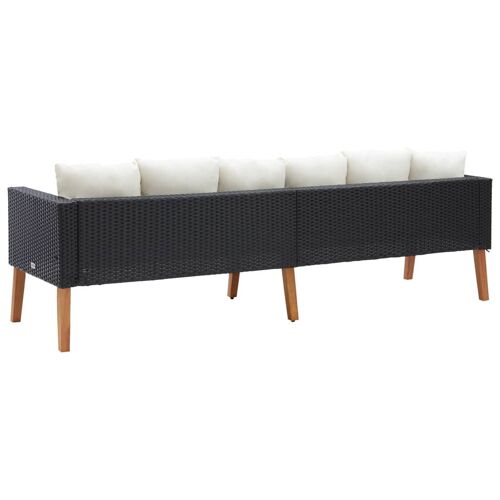 Vidaxl Canapé De Jardin À 3 Places Avec Coussins Résine Tressée Noir