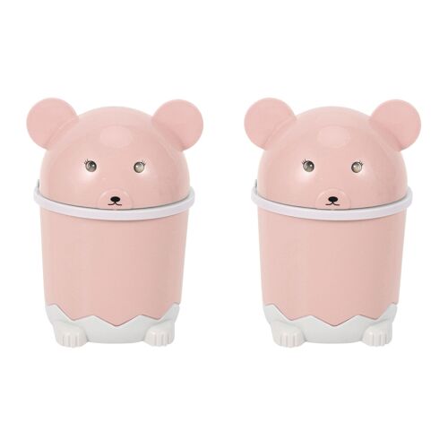 2X Desktop Mignon de Bureau Corbeille Avec Couvercle Papier Panier Mini Flip Trash Can Plastique Rose
