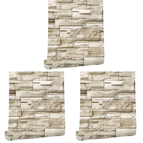 3X,Autocollants Auto-AdhéSifs de Mur Papier Peint D'Autocollant Brique Vinyle 6M 3D