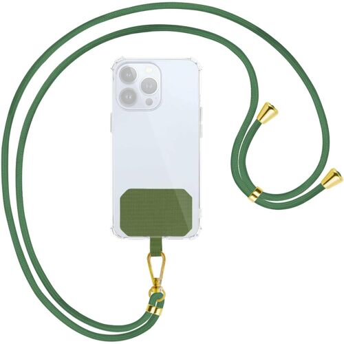 KAL-Chaîne Universelle Pour Téléphone Portable -Vert Forêt -Pièces Métalliques De Couleur Or -Compatible Avec De Nombreuses Coques De Téléphone -Cordon À Accrocher Autour Du Cou