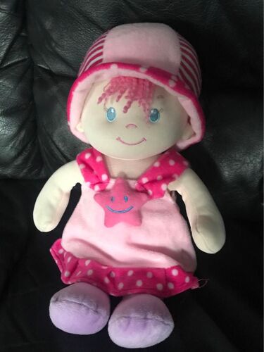Doudou Poupée Rose Mauve Rayé Pois Étoile Gmbh 30cm