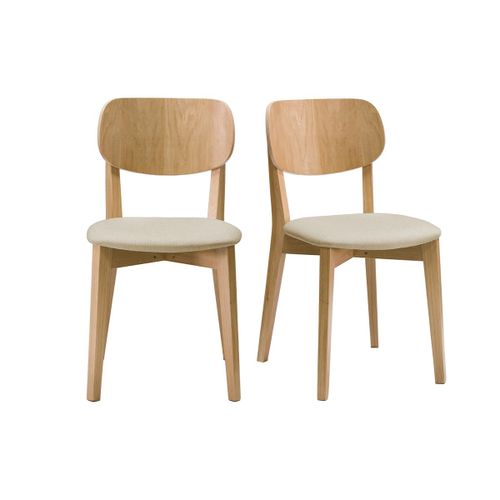 Chaises Vintage Chêne Et Assise Beige (Lot De 2) Lucia