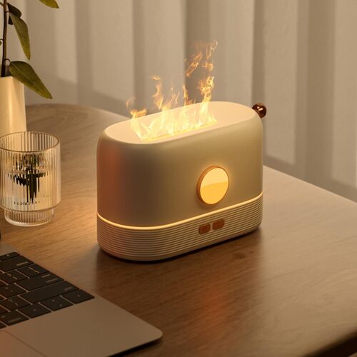 Humidificateur d'air créatif avec purificateur de flamme réaliste, diffuseur d'aromathérapie USB sans eau à arrêt automatique pour table de salon