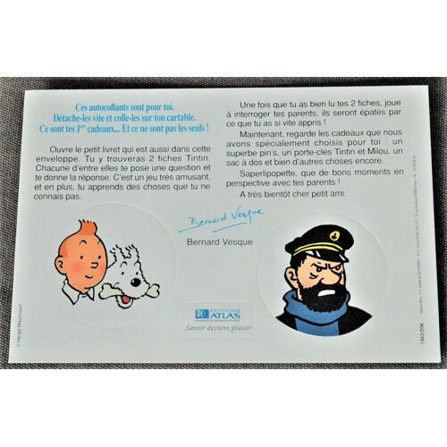 Autocollants Tintin Hergé Moulinsart Éditions Atlas 1990