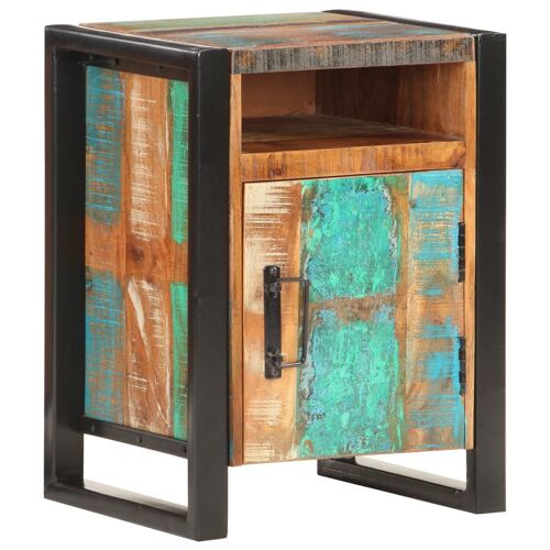 Cabinet de Nuit Style Industriel Structure en Acier 40x35x55 cm Bois Reconstitué Solide