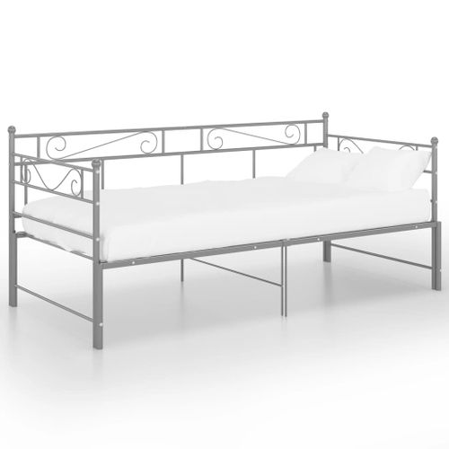 Vidaxl Cadre De Canapé-Lit Extensible Gris Métal 90x200 Cm