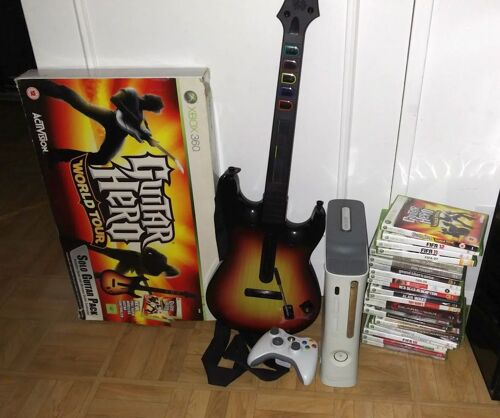 Xbox 360 / 60go / 17 Jeux / 1 Manette / 1 Guitare