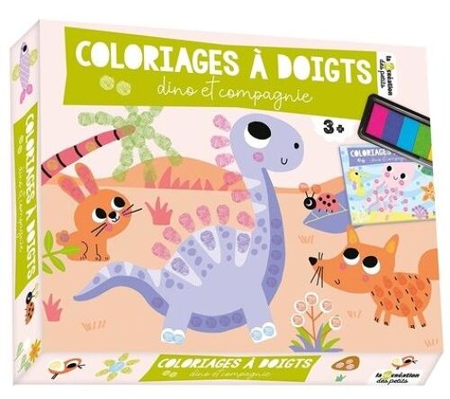 Coloriages À Doigts Dino Et Compagnie - Avec 1 Cahier De 10 Grandes Scènes Et 1 Encrier À 6 Couleurs