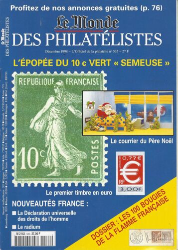 Le Monde Des Philatelistes N°535 - Décembre 1998