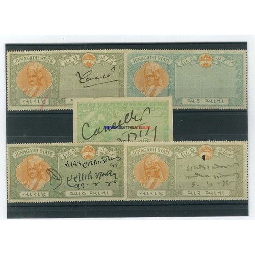 Junagadh 5 Timbres Differents Obliteres