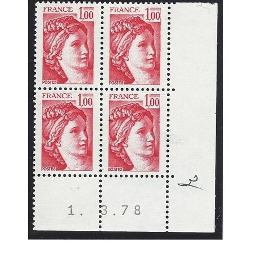 Coin-Daté Sabine 1ff Rge - N°1972** - 01-03-1978