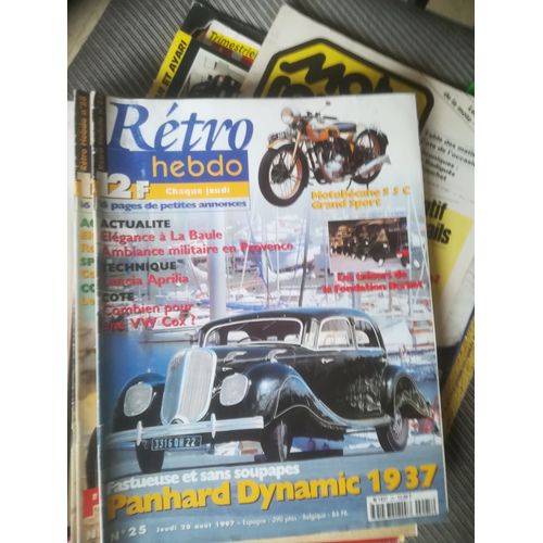 Retro Hebdo 25 De 1997 Panhard Dynamic 16cv,Motobecane S5c Grand Sport,Lancia Aprilia
