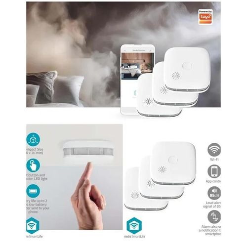 Détecteur de Fumée par 3 pièces SmartLife Wi-Fi Alimenté par pile Cycle de vie du capteur 10 An(s) EN 14604