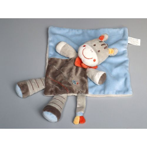 Doudou Âne Cheval Plat Gris Bleu Nicotoy
