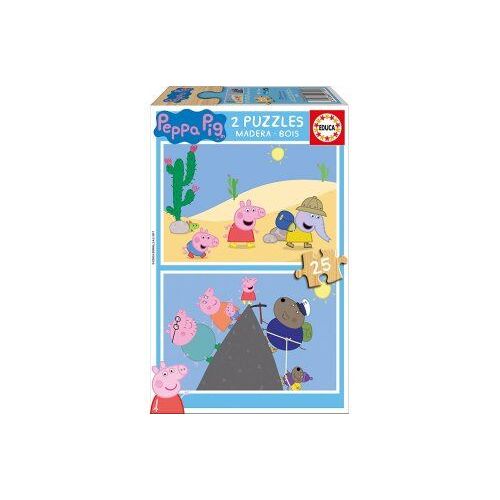Puzzle En Bois Enfant Peppa Le Cochon / Peppa Pig - 2 X 25 Pieces - Educa