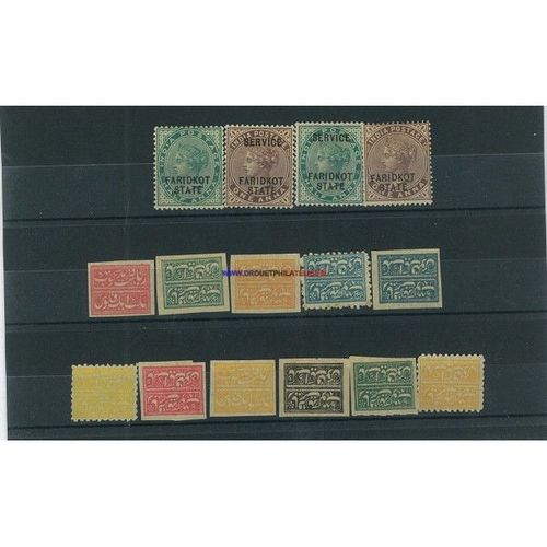 Faridkot 10 Timbres Differents Obliteres