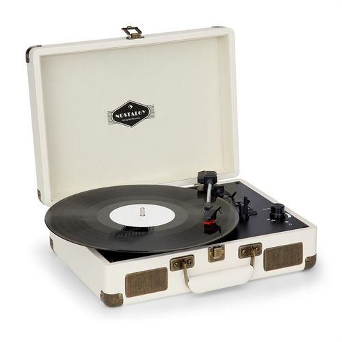 Nostalgy by auna Peggy Sue Lecteur vinyles rétro LP USB AUX Aspect crème/laiton