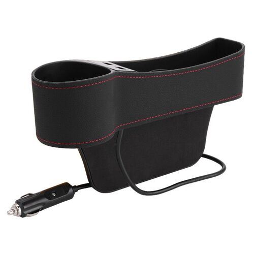 Boîte De Rangement Universelle Pour Console De Voiture, Organiseur De Siège, Fente Latérale, Boîte De Rangement Avec Deux Ports De Chargeur Usb