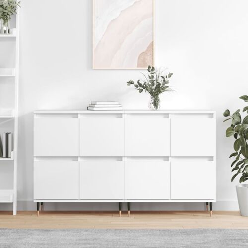vidaXL Buffets 2 pcs blanc bois d'ingénierie