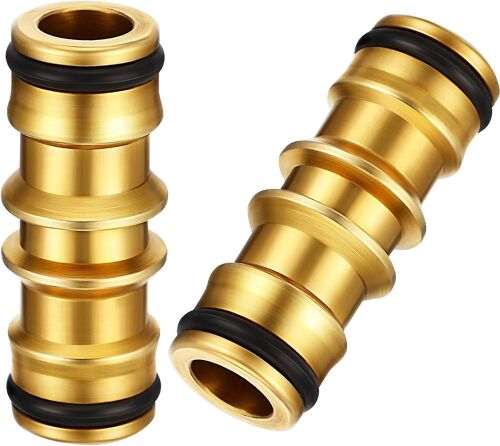 Lot de 2 raccords de tuyau d'arrosage en laiton pour robinet d'arrosage (connecteur double mâle en laiton)