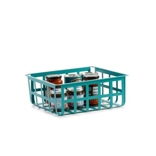 DON HIERRO - Panier de rangement et décoratif en métal, taille moyenne, ZESTA-Turquoise