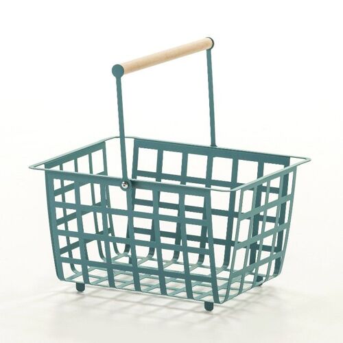 DON HIERRO - Panier de rangement et décoratif en métal,avec poignée, taille semi grande, ZESTA-Turquoise
