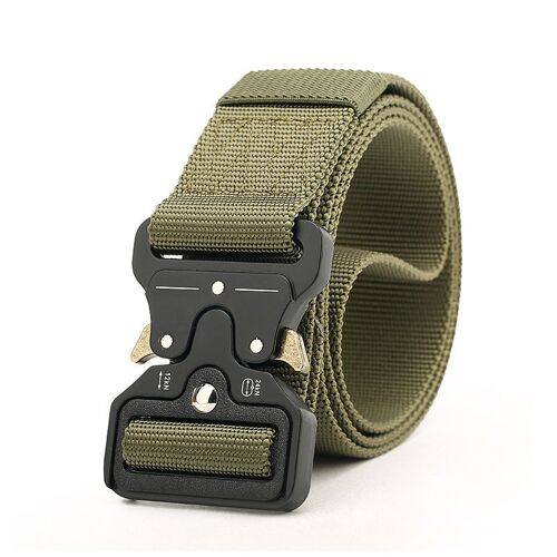 Ceinture En Toile De L'armée Pour Hommes, Ceinture De Styliste Tactique En Nylon Élastique De 4.3 Cm De Large Avec Boucle En Métal Noir