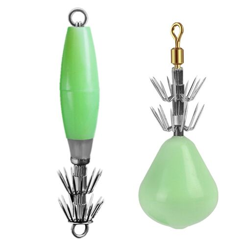 Lot D'appâts Artificiels Pour La Pêche, Leurre Pour Attraper Des Poissons Comme Les Seiches Ou Les Poulpes, Pivotant, Avec Simulation Lumineuse, 14g + 60g, 2 Pièces