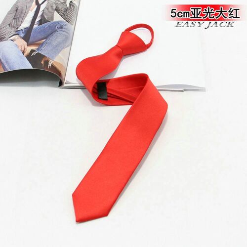 Cravate Moulante À Fermeture Éclair Pour Hommes, 5cm, Pré-Nouée, Rouge, Noir, Bleu, Couleur Unie, Robe De Soirée Pour Marié, Cravate D'étudiant