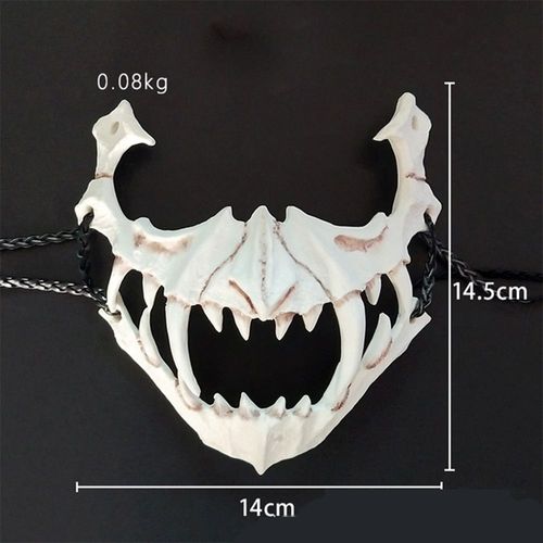 Masque Japonais En Résine Pour Halloween, Demi-Visage, Crâne, Masque Effrayant, Cosplay, Tigre, Ye, Yaksha, Dragon
