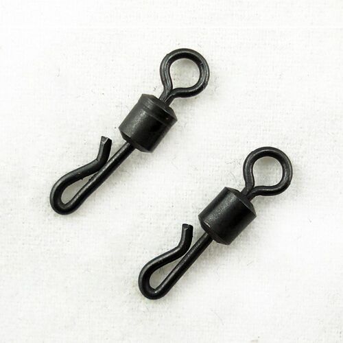 Terminal De Pêche Pivotant À Changement Rapide, Taille Uk 4, En Forme De Q, Noir Mat, Accessoire Pour Carpe, 20 Pièces