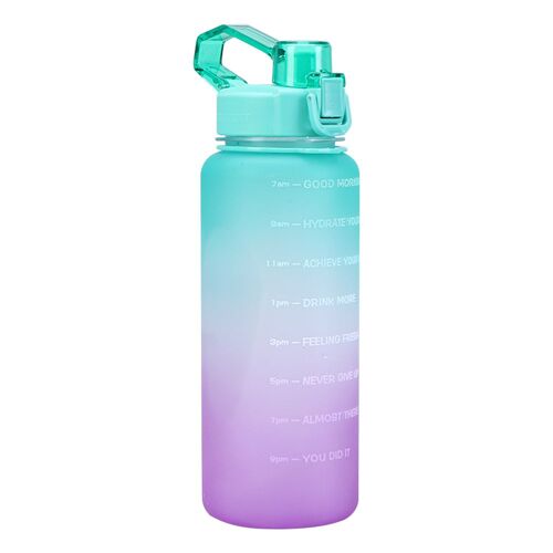 Bouteille D'eau Inspirante De 2000ml Avec Couvercle À Rebond, Avec Rappel De Temps, Gobelet Anti-Fuite À Large Bouche, Pour Sports De Plein Air