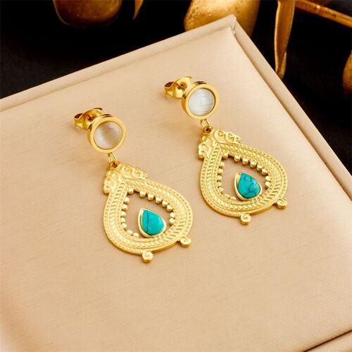 Xiyanike-Boucles D'oreilles Dorées En Acier Inoxydable Sion L, Blue Zunderes On Elassressenti, Accessoires Pour Femmes, Bijoux De Mariage, Cadeau Chic