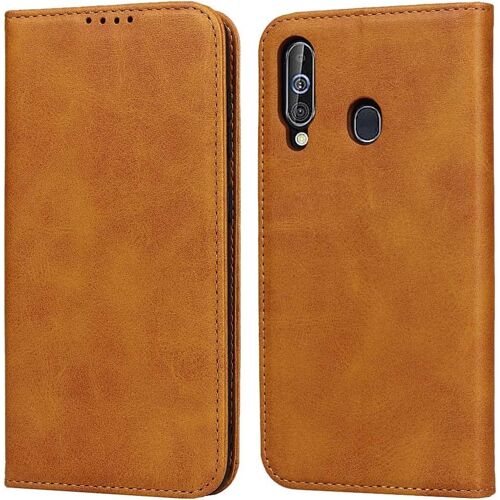 Coque Samsung Galaxy A60,Flip Portefeuille ¿¿Tui En Cuir,[3 Fentes][Fonction De Support][Fermeture Magn¿¿Tique],Housse Etui ¿¿ Rabat Pour Samsung Galaxy A60 - Marron Clair