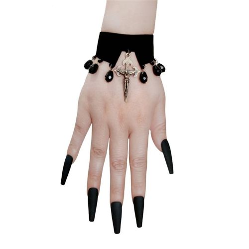Bracelet Manchette Gothique Pour Halloween, Croix Noire, Vampire, Bijoux Cadeaux, Livraison Directe