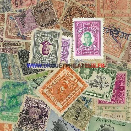 Etats Indiens 100 Timbres Differents Obliteres