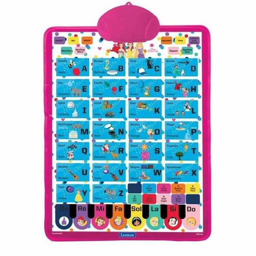 Lexibook Mon Poster Abécédaire Éducatif Parlant Bilingue Français-Anglais Princesses Disney - Pour Apprendre L'alphabet, Du Vocabulaire Et L'orthographe