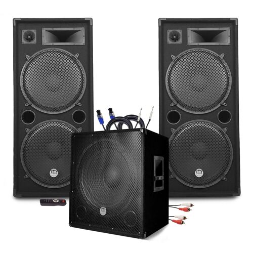 Pack Sonorisation MEGA BASSES 3200W Caisson/Subwoofer bi-amplifié 18" 46cm - Enceintes 215, SONO DJ SOIREE MIX BAR+ Clé USB 32G