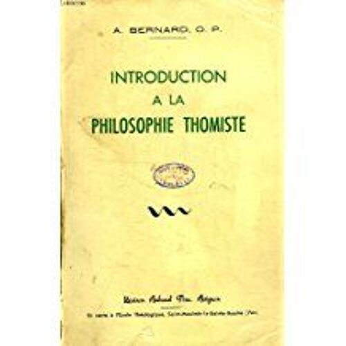 Introduction A La Philosophie Thomiste