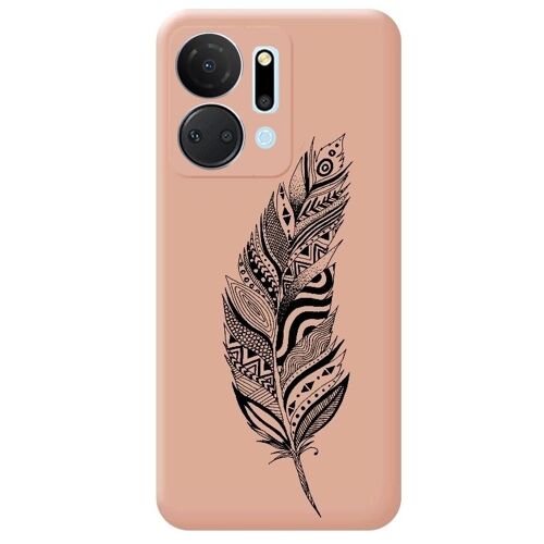 Coque Rose Honor X7a Plumes