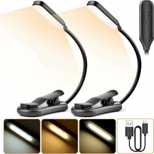 Lampe De Lecture Avec Pince Lampe De Lecture Lampe De Lecture 7 Led 3 Modes De Luminosité Guazhuni Cou Flexible À 360 ° Noir 2pcs