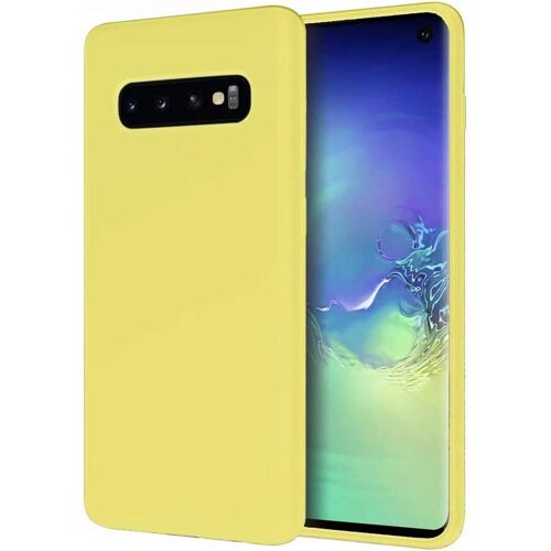 KALANKA-Compatible avec Samsung Galaxy S10+/S10 Plus Coque de Protection Silicone Liquide Très Mince Étui de Anti-Rayures Protection Étui pour Téléphone+1 Protecteur D'écran Gratuit - (Jaune)